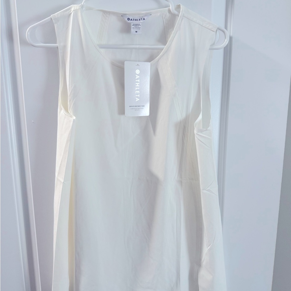 Athleta White Zephyr Refined Tank Top Size Medium Minimalist Office